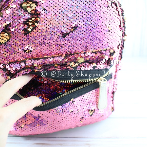 Primark Women\'s Pink / Gold Holographic Reversible Sequin Backpack main image 8